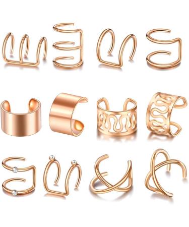 Diarypiece 12 Pcs Retro Advanced Sense Ear Bone Clip Without Pierced Metal Ear Cuff Jewelry Metal alloy - Buy Online on GoSupps.com
