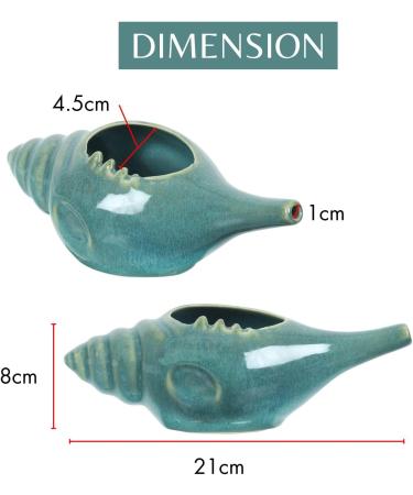 Qimacplus Leak Proof Durable Ceramic Neti Pot Non-Metallic and Comfortable Grip | Microwave and Dishwasher Friendly Natural Treatment for Sinus and Congestion Attractive Designed (Light Blue) - Buy Online on GoSupps.com