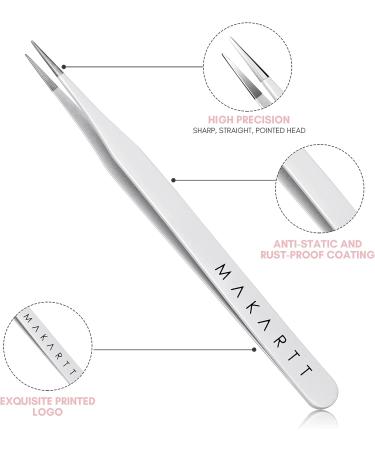 Makartt 2Pcs Straight Nail Tweezers - Precision Metal Tweezers for Nail Art, Rhinestones, Acrylic, Gel, Stickers, Eyelash Extensions - Buy Online on GoSupps.com