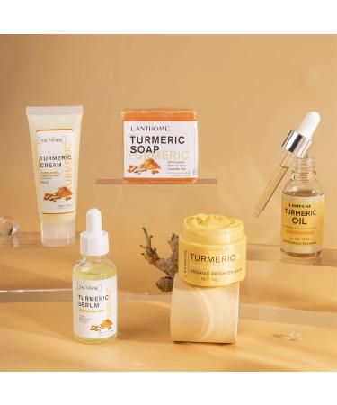 Turmeric Skin Care Kit - 5PCS Moisturizing Set for Brightening Face | Turmeric Cream Oil Serum and Soap - Buy Online on GoSupps.com