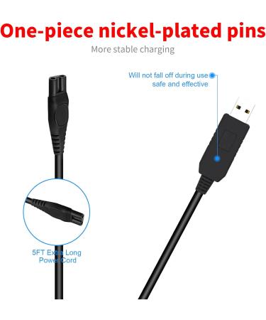 MEROM 15V USB Charging Cable Replacement for Philips Shaver Norelco - HQ8505 Charger Cord for One Blade Multigroom Pro - Precision Grooming Trimmer Power Cable - Buy Online on GoSupps.com