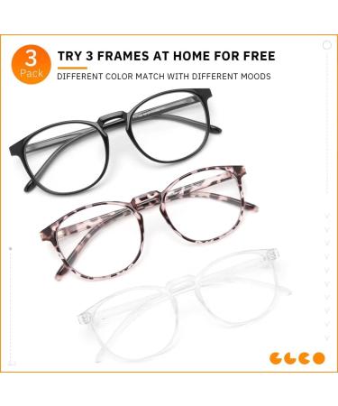 IBOANN 3-Pack Blue Light Blocking Glasses - Round Retro Frames for Women/Men - Vintage Fake Eyeglasses with Clear Lens in A1 Light Black, Leopard, Transparent - Buy Online on GoSupps.com