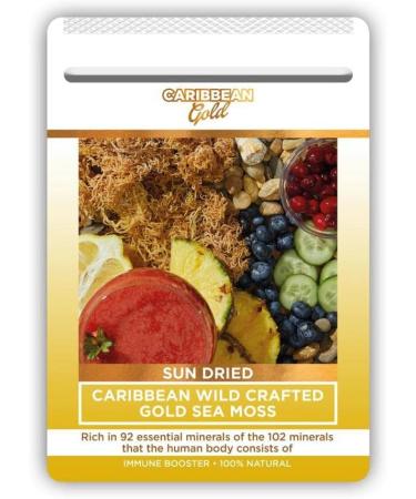 100% Natural Raw Sun Dried Wild Crafted Sea Moss (50g) / Caribbean Gold /Immune System Booser Supplement / Sourced Directly from Jamaica (Gold 50g) - Buy Online on GoSupps.com