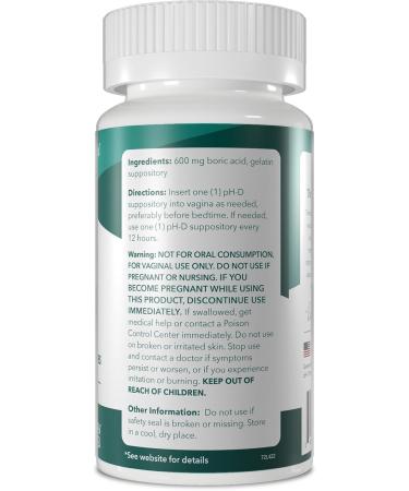 pH-D Feminine Health Support 600 mg Boric Acid Suppositories Woman Owned for Vaginal Odor Use 72 Count - Buy Online on GoSupps.com