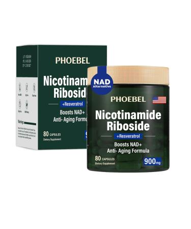 phoebel Newly NAD + Supplement - Resveratrol Liposomal Nicotinamide Riboside Quercetin- High Purity NAD Supplement for Energy Focus - 80 Count 900mg