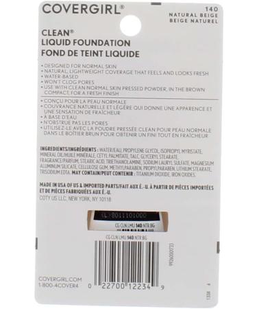 CoverGirl Clean Normal Skin Foundation 140 Natural Beige - 1 oz - Buy Online on GoSupps.com