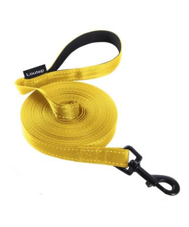 Loutep Reflecting training lines for dogs 3 m 5 m 10 m 15 m 20 m 25 m 30 m strong nylons rope extra long leash dog leash with padded handle for large medium -sized and small 15m yellow