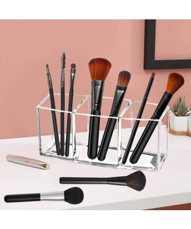 Tasybox Clear Acrylic Makeup Brush Holder Organizer - 3 Slot Cosmetic Brushes Storage Display Case - Buy Online on GoSupps.com
