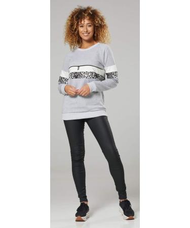 Zeta Ville Maternity Nursing Zipped Striped Sweatshirt 1110 - Light Grey Melange & Panther - Buy Online on GoSupps.com