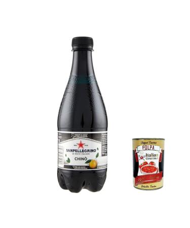 Italian Gourmet E.R. San Pellegrino Chinotto Chino Pack of 24 Italian Soft Drinks in PET Bottles 450ml Italian Bitter Orange Lemonade + Italian Gourmet Polpa 400g