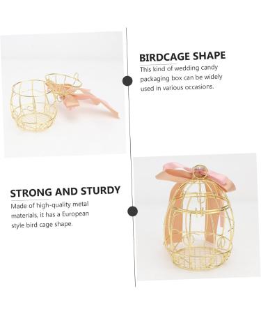 COOLHIYA Bird Cage 2pcs Box Bell Creative Treats Birdcage Wedding Sweets Birthday for Party Shaped Golden 8.3X6.7CM - Buy Online on GoSupps.com