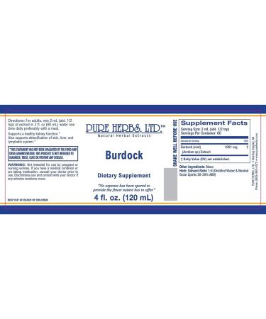 Pure Herbs Ltd. Burdock (4 oz.) - Buy Online on GoSupps.com