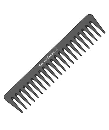 7 Inch Detangling Comb | Black Carbon Fiber | Large Wide Tooth Detangler Comb | For Straight or Curly Hair | Wet or Dry Hair | Professional Grade Styling Comb for Men and Women (Single Black)