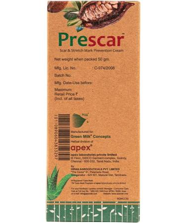 Green Milk Prescar - Best Scar & Stretch Mark Prevention Cream (50 gm) | International Shipping Available - Buy Online on GoSupps.com