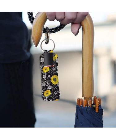 Sunflower Chapstick Keychain Holder - Black Yellow Lip Balm Sleeve - Buy Online on GoSupps.com