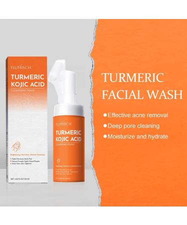 Turmeric Kojic Acid Facial Cleanser Brightening Foaming Face Wash with Soft Massage Heads Kojic Acid Cleanser Exfoliating Turmeric Cleansing for Dark Spots 4.06fl.oz 4.06 Fl Oz (Pack of 1) - Buy Online on GoSupps.com