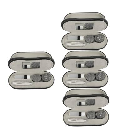 Homsfou 4 sets of glasses case with double usage purpose in a glasses contact Double -layer -layer glasses case contact lens tanks for travel suitcase leather metal