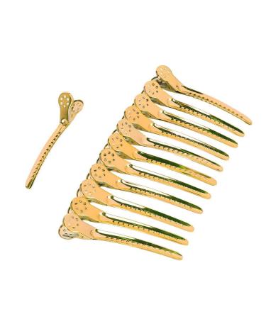 12 pieces metal hair clips steel duck beak hair clips professional hair clips for women hair clips for styling for women girls and hairdressers (gold)