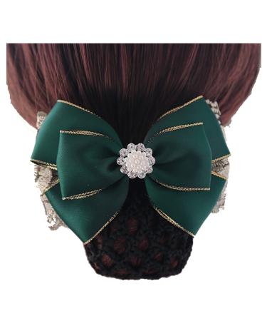 Professional Women's Hairnet Headwear Hair Bun Cover Net Hair Snood Bowknot Barrette Hair Accessories