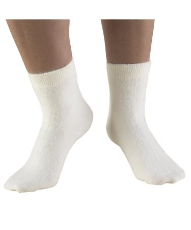 OTC Angora Foot Warmer Socks Arthritic Wear Natural Wool Unisex 1 Pair Large Natural White Large