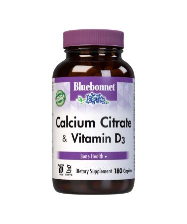 Bluebonnet Nutrition Calcium Citrate Plus Vitamin D3 180 Caplets