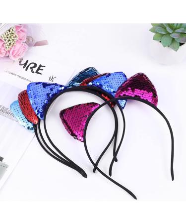 FRCOLOR 8 Pieces Sequin Cat Ears Headbands Reversible Shiny Sequin Hair Hoops Bling Hairband Hair Accessories for Women Girls - Buy Online on GoSupps.com