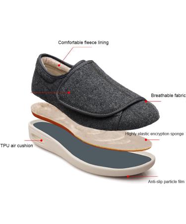 Men's Diabetic Medical Shoes for Swollen Feet - Adjustable Large Size, Non-Slip Walking Shoes for Heel Pain Relief - Blue - Buy Online on GoSupps.com