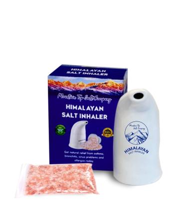 Mountain Top Salt Company Ceramic Himalayan Salt Inhaler with Himalayan Pink Crystal Salt  Great for Allergy, Asthma Relief, and Other Respiratory Conditions  Handheld and Portable
