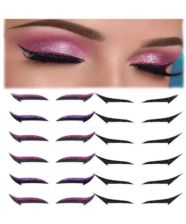 12 Pair Stick On Eyeliner Strips Stick On Glitter Eyeliner Stick On Eyeliner Glitter Double Eyelid Tape Eye Line Strip (Color : 12 Pairs-e)