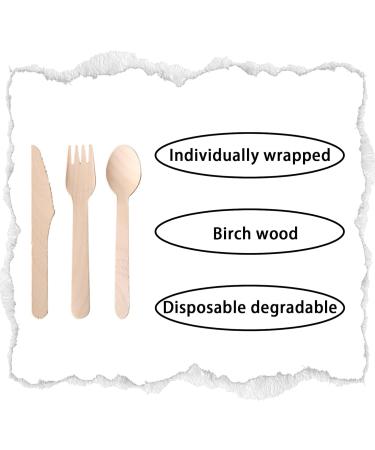 DRYIC 100 Pcs Disposable Wooden Cutlery Set Alternative to Plastic Cutlery Eco Friendly Biodegradable Compostable Cutlery Set for Parties Camping and Picnics - Buy Online on GoSupps.com