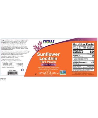 NOW Foods Sunflower Lecithin Pure Powder 1 lb (2 Pack) - 454g - Buy Online on GoSupps.com