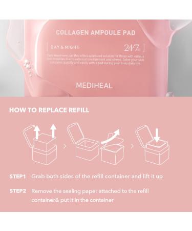 (Only Refill) Mediheal Collagen Ampoule Pad (100 Pads) - Cotton Facial Toner Pads for Skin Firming & Restore Elasticity - Vegan Eco Silk Pad - Buy Online on GoSupps.com