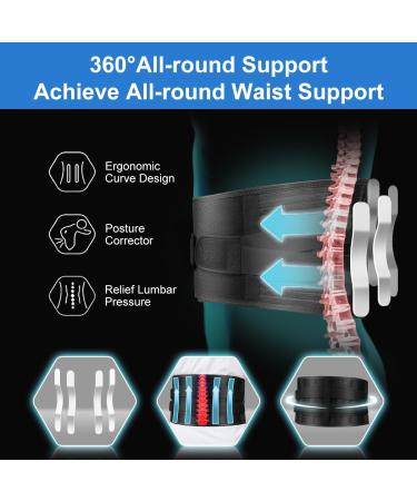 Back Brace for Men - 360 Support & Lumbar Pad | Adjustable Breathable Back Support for Sciatica Herniation & Scoliosis (Large 37.4 - 45.2 - Buy Online on GoSupps.com