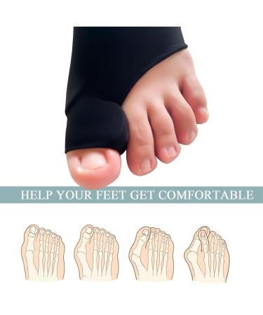 Bunion Sleeve Corrector for Men & Women | Big Toe Straightener & Pain Relief Gel Pads | Hallux Valgus Cushions - Day/Night Use (Black & Beige - Buy Online on GoSupps.com