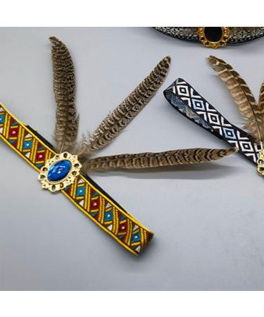 Indian Headband Headdress Feather Headband Native American Feather Headband Hair Band Headwear Headpiece Fashion Elegant Flapper Headband Hair Decoration for Women Blue Diamond Style - Buy Online on GoSupps.com