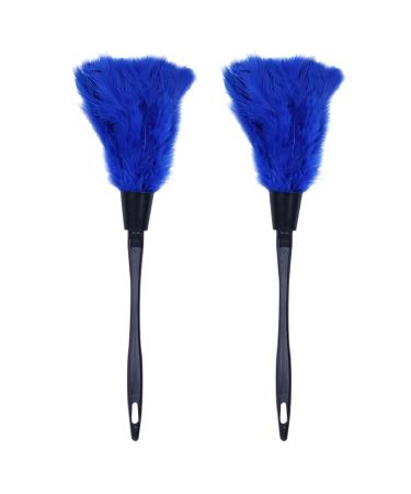 Clisted 2Pc Fashion Turkey Duster with Black Plastic Handle Cleaning Tool(Blue) 35cm