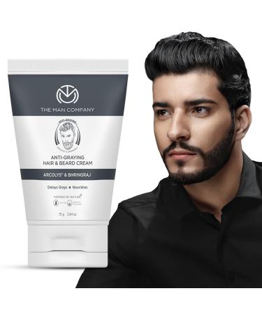 The Man Company Anti-Graying Hair & Beard Cream for Men Delays Grays Nourishes Styles Boosts Confidence Toxin-Free All Hair Types 75gm