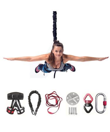 Bungee Fitness Equipment Set - Heavy Cord Bungee Dance Resistance Belt Rope - 4D Bungee Dance Rope Workout - Aerial Bungee Kit w/Harness Bungee Ropes Swivel Daisy Chain(Weight Class 6-100kg/220lb WEIGHT CLASS 6 - 100kg/220lbss