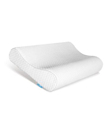 AM AEROMAX Contour Memory Foam Pillow, Cervical Pillow for Neck Pain Relief, Neck Orthopedic Sleeping Pillows for Side, Back and Stomach Sleepers. Standard - Soft 21.5Lx14Wx(3.4"-4.2")H White