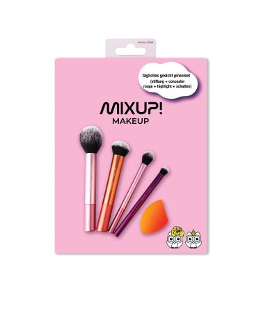 Mixup!Face make-up brush set 5 Series-EverDay Face Brush set vegan and animal test-free ideal for foundation blush highlighter bronzer 5-part make-up brush set including sponge