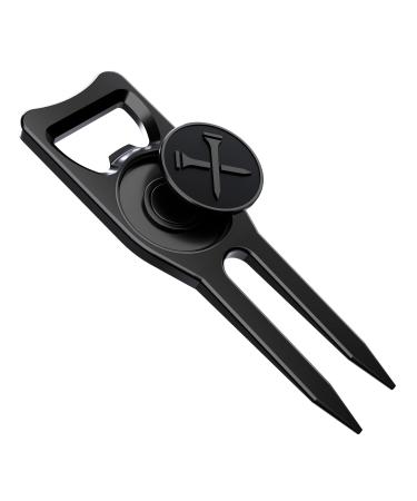 Blue Tees Golf - 6 in One Divot Repair Tool Black