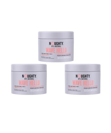 Noughty 97% Natural Wave Hello Curl Butter 3-in-1 Treatment Moisturising Hair Mask Leave-In Conditioner and Post Shampoo Conditioning Wash 97% Natural Sulphate with Sea Kelp 300ml TRIO