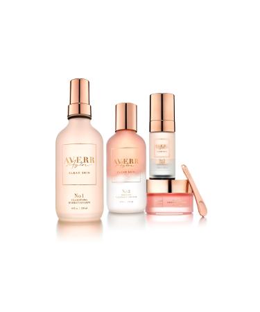 Averr Aglow - Clear Skin Kit - Acne Treatment - Dark Spot Remover - Blemish & Redness Control - Hydrating & Moisturizing - Rich in Minerals Antioxidants & Vitamin A C D & E - Skin Care - 4 pc Set