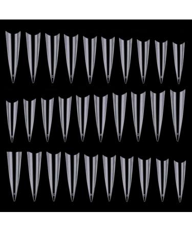 600Pcs Stiletto Nail Tips for Acrylic Nails Long False Nails Clear Fakes Nails Half Cover False Nail Tips 600 x Clear