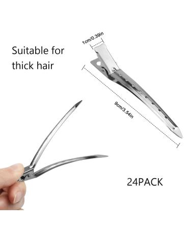 24 Pieces Silver Duck Bill Hair Clips - Metal Clamps & Combi Clips for Girls & Women - 3.3 Inch Alligator Curl Hair Clips with Holes for Hairdressing - Buy Online on GoSupps.com