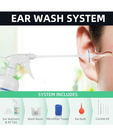 Ear Wax Removal Kit - Safe Ear Irrigation Tool for Adults & Kids - Includes Basin, Syringe, Curette, Towel & 40 Disposable Tips - Easy to Operate - 500ml Capacity - Buy Online on GoSupps.com