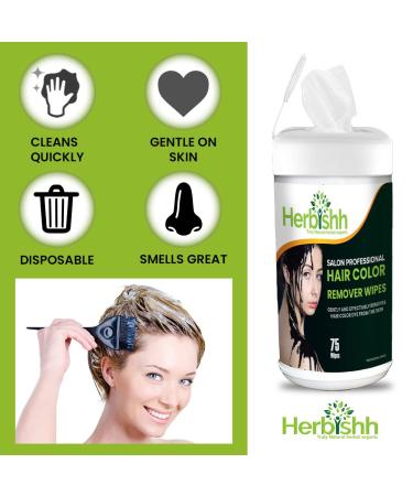 Herbishh Hair Color Stain Remover Wipes - Skin Friendly Formula - 75 Wipes - Safe & Easy Hair Color Remover - Buy Online on GoSupps.com