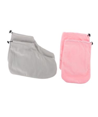 Housoutil 1 Set Gloves Foot Skin Feet Care Prodcut Paraffin Wax Mitt Grooming Glove Wax Insulated Foot Cover Gel Removing Tool Boots Washable Insulation Cover Fabric Pink