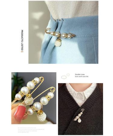 9 Pcs Pearl Brooch Pins - Faux Pearl Rhinestones Shawl Clips for Women - Sweater & Pants Extender Safety Pins - Buy Online on GoSupps.com