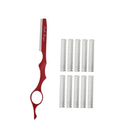 Fomiyes 11th holder for hair cutting tools hair forum hair scissors kamm thinning shaving ridge slim hair cutter double shaving ridge adjust rustproof steel household 17.5x2cm red